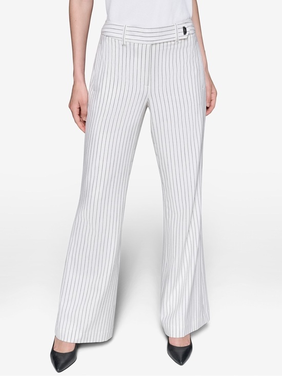 Karl Lagerfeld Pants - Karl Lagerfeld White Wide-Leg Pinstripe Trousers